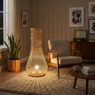 Ecological Floor Lamp – Soft LED Lighting | Natural Bamboo Lamp for Living Room