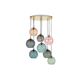 Colorful Glass Pendant Lamp – Textured Globe Lighting With Adjustable Cable