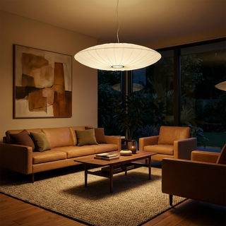 Pleated Silk Pendant – Adjustable Cable Light with Soft Ambient Glow