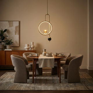 Modern Ring Pendant Light – LED Hanging Lamp With Adjustable Height & Warm Accent Lighting