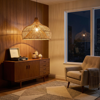 Rattan Pendant Light – Bamboo Woven Lamp with Eco Friendly LED Lighting