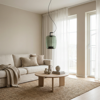 Art Deco Pendant Light – Stone Glass LED Pendant Lighting | Polished Chrome Finish