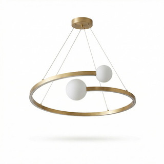 Gold Chandelier – Modern Luxury Lighting with Opal Glass Diffuser & Elegant Design