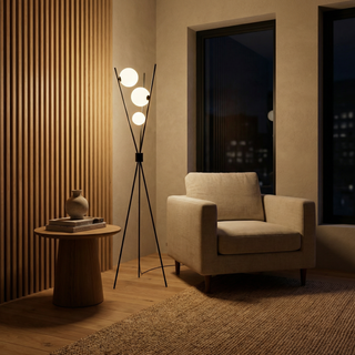 Floor Lamp – Modern Energy Efficient Lighting with Transparent Glass Balls
