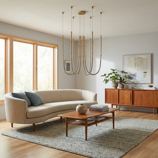 Black Metal Chandelier – Modern Ceiling Light With Tubular Curve Design