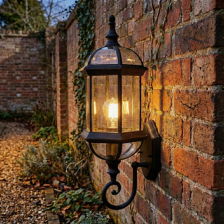 Vintage Outdoor Wall Light – Black Iron Lantern With Aluminium Glass Lamp