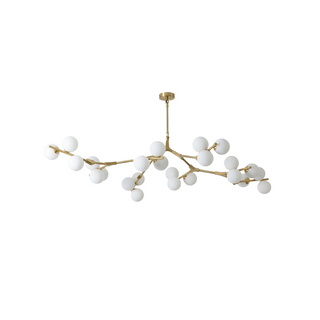 Elegant Pendant Lamp – Gold Chandelier with Sculpted Branch Design & Frosted Globes