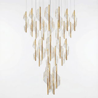 Lustre spirale moderne – Luminaire de luxe en cristal pour villa et salon