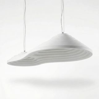 Suspension Moderne – Lampe à Suspension en Résine avec Abat-jour en Acrylique Blanc et Bordure en Fer
