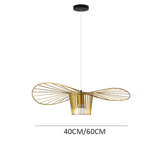 Iron cage pendant in interior — modern black gold lamp