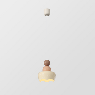 Bedside pendant close-up — cream adjustable warm glow lamp