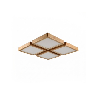 Natural Wood Ceiling Light – Rectangular LED Lamp With Soft Ambient Lighting