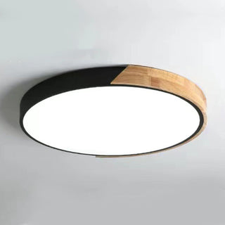 Wood Ceiling Lamp – Modern Round LED Dimmable Flush Mount Lighting Fixture