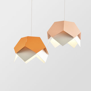 Metal chandelier pendant light side view — simple modern design