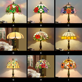 Colorful dome shade lamp — glass mid-century floral
