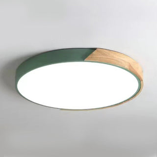 Wood Ceiling Lamp – Modern Round LED Dimmable Flush Mount Lighting Fixture
