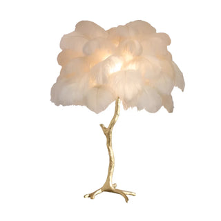Luxury feather floor lamp — resin maple warm interior