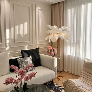 Feather Floor Lamp - Luxury Resin Feather Lamp with Soft Light & Maple Leaf Texture