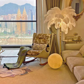 Feather Floor Lamp - Luxury Resin Feather Lamp with Soft Light & Maple Leaf Texture