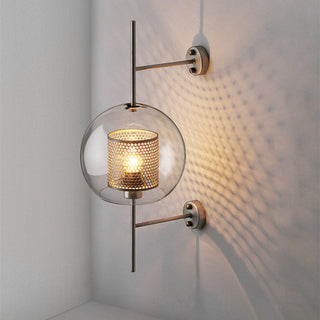 Glass globe golden ball bedside wall sconce — modern lamp