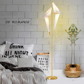 Origami bird lamp close-up — unique design detail