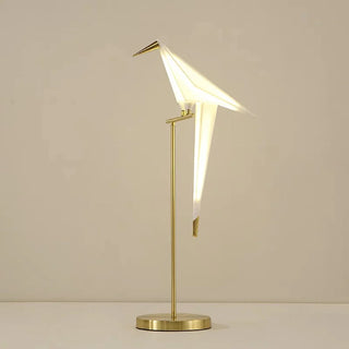 Origami bird lamp front — unique room lighting warm glow