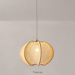 Artisan pendant with handcrafted wood and rope design