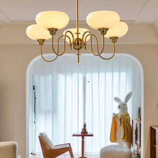 Persimmon glass vintage chandelier mid century creamy pendant