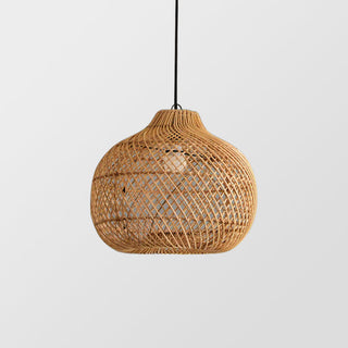 Suspension en rotin - Lampe bohème en osier tressé fabriquée à la main pour le salon