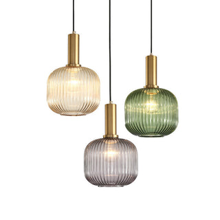 Stained glass lantern-style pendant with retro design