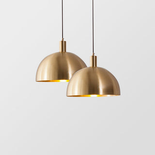 Brass mid-century dome pendant with adjustable cable