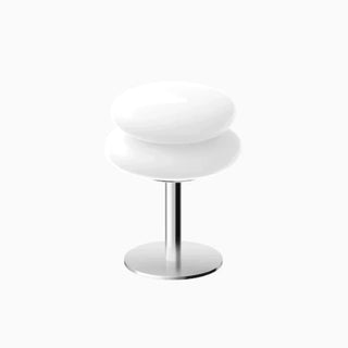 Nordic round glass lamp close-up — metal LED detail