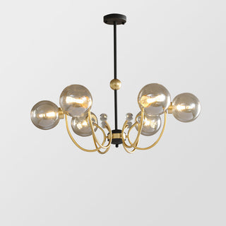 Black sputnik chandelier illuminated — adjustable metal mini pendant