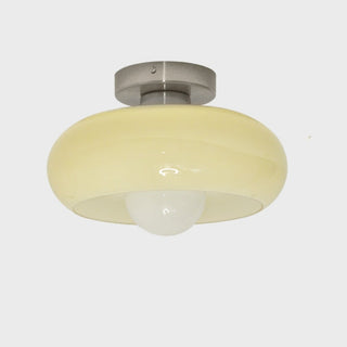 Semi-flush mid-century ceiling fixture, glass elegant living room