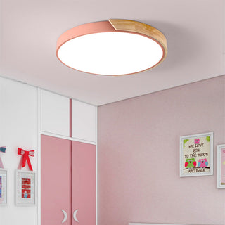 Wood Ceiling Lamp – Modern Round LED Dimmable Flush Mount Lighting Fixture