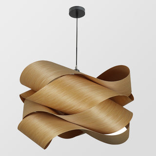 Modern geometric wood pendant lamp for kitchen island