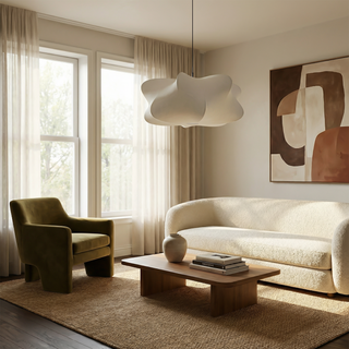 Silk Pendant Light – Japanese Pendant Lamp With Hand-Woven Silk Fabric For Living Room