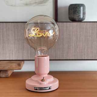 Cat pattern warm lamp — pink white LED bedside