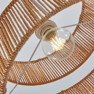 Rustic woven rope pendant lamp with antique style frame