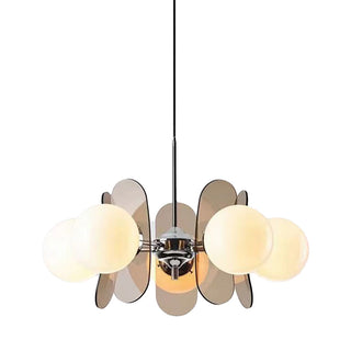Modern living room with acrylic Art Deco pendant fixture