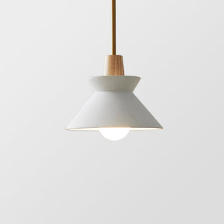 Suspension en Béton - Lampe Cône Moderne Blanche avec Longueur de Suspension Ajustable