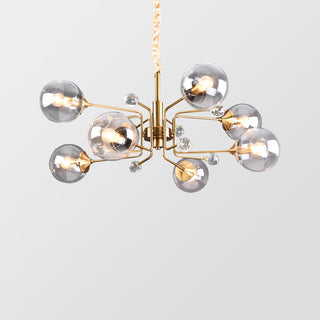 Gold LED glass contemporary chandelier — modern ceiling warm light