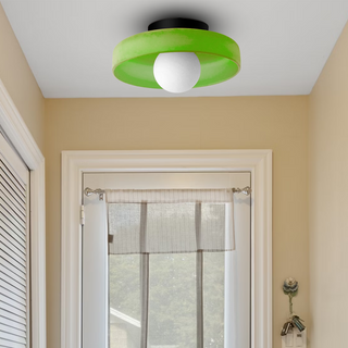 Contemporary glass flush mount lamp – round ceiling light, dining area