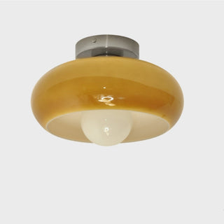 Glass ceiling lamp mid-century style, semi-flush living room
