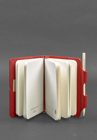 leather bound notebook designer soft cover replaceable inserts pen holder close-up