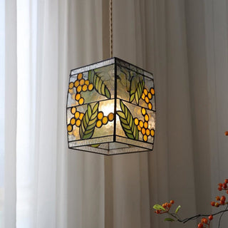 Colorful vintage glass chandelier with adjustable hanging length