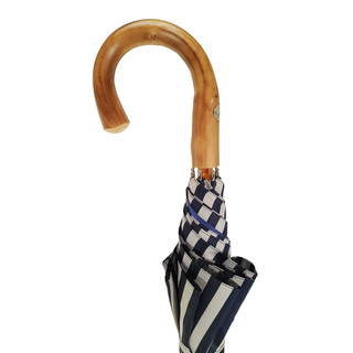 Men's double canopy blue striped wind resistant luxury Italian umbrella open