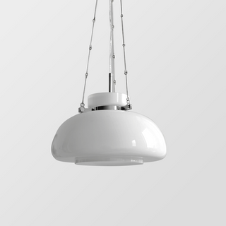 Pendentif Vintage – Lampe Dôme en Verre Opalin Réglable avec Éclairage Ambiant Chaleureux