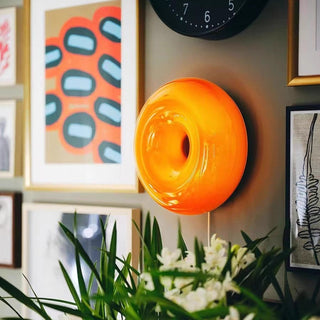 Modern dimmable donut glass LED wall sconce detail