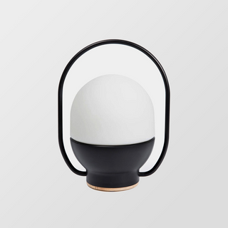 Black white LED lamp front — portable metal base design